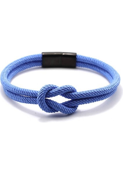 S 18,5 cm 7,3 Inç Stili Deniz Mavisi 100% Paslanmaz Çelik Bilezik Erkekler Kadınlar Için Çift Kırmızı Iplik Braclet Çin Düğüm Şanslı Braslet Erkek Arkadaşı Kız Arkadaşı Için Hediye (Yurt Dışından)