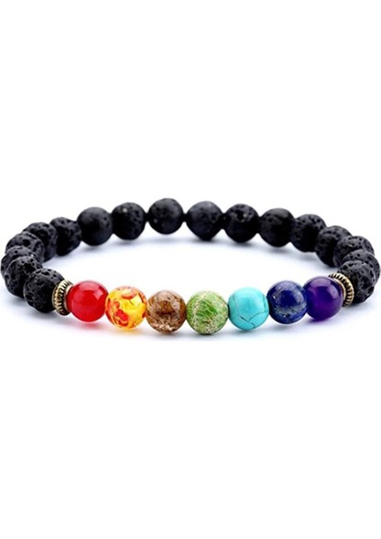 7 Çakra A 7 Çakra Boncuklu Bilezik Erkekler Doğal Lava Taş Şifa Denge Boncuk Reiki Buda Namaz Yoga Difüzör Bilezik Kadın Takı (Yurt Dışından)