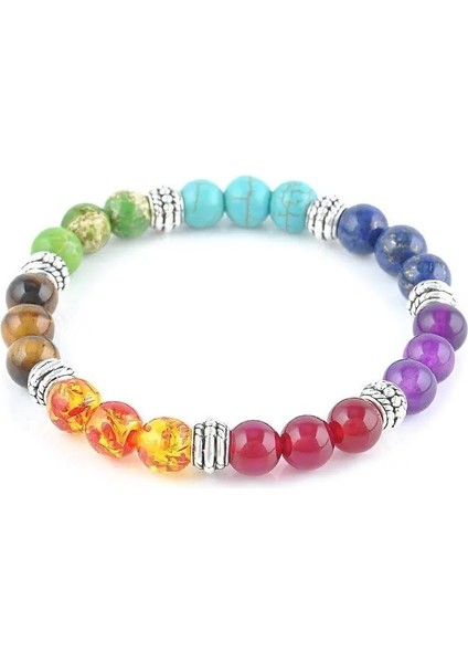 Kolye 7 Çakra Mücevher Taş Boncuk Kolye Kolye Kadın Yoga Şifa Dengeleme Maxi Çakra Gerdanlık Bilezik Bijoux Femme Takı Seti (Yurt Dışından)
