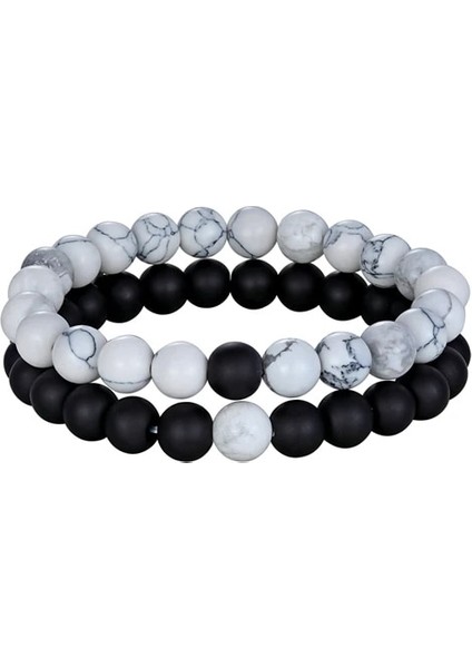 165 mm Stili Beyaz Siyah Oniks Sıcak Et 7 Stil Çiftler Mesafe Bilezik Erkekler Kadınlar Için Doğal Taş Yoga Boncuklu Bilezik Arkadaş Hediye Charm Strand Takı (Yurt Dışından)