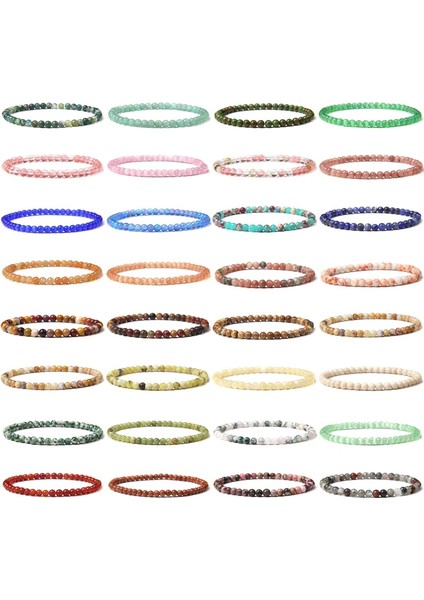 23CM Tarzı Ağaç Akik 4mm Boncuk Bileklik Kadın Erkek Doğal Taş Enerji Reiki Mini Bilezik El Yapımı Elastik Streç Bilezik Pulsera (Yurt Dışından) modelleri
