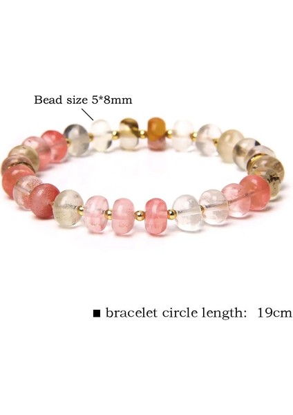 19CM Tarzı 19.karpuz Karpuzu Agates Kuvars Bilezikler Wome Erkekler Için Kristal Aventurin Doğal Taş Taş Boncuklu Bilezik Tekerlek Şekli Benzersiz Stil Reiki Takı (Yurt Dışından)