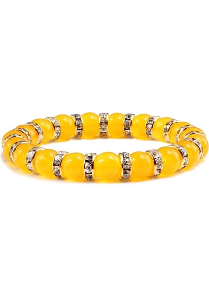 Altın Sarısı Yeni Trendy Sarı Kalsedon Doğal Taş Bilezik Charm Kadınlar Kristal Rhinestone Yuvarlak Boncuklu Bilezikler Bilezik Bayan Takı (Yurt Dışından) modelleri