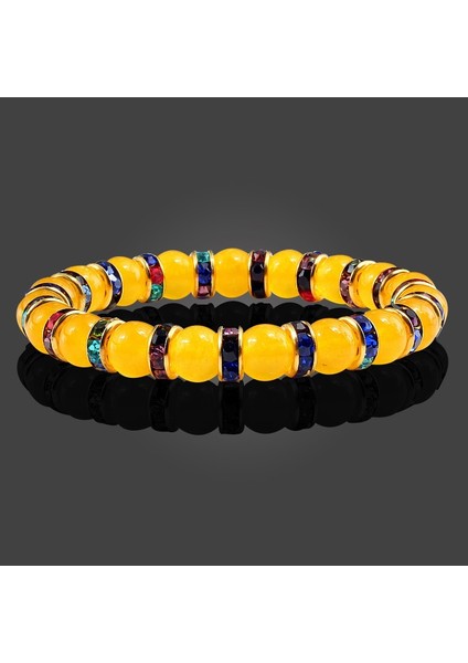 Altın Sarısı Yeni Trendy Sarı Kalsedon Doğal Taş Bilezik Charm Kadınlar Kristal Rhinestone Yuvarlak Boncuklu Bilezikler Bilezik Bayan Takı (Yurt Dışından) indirimleri