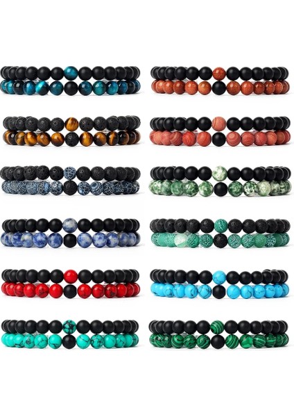 8mm Boncuk Stili No.8 Boyutu Çiftler Mesafe Bilezik Kaplan Gözü Doğal Çakra Lava Taş Boncuklu Yoga Erkekler Kadınlar Için Bilezikler Elastik Halat Takı (Yurt Dışından) modelleri