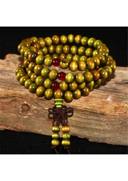 Yeşil PULSERAS108 Boncuk 8mm Doğal Sandal Ağacı Budist Buda Ahşap Tespih Mala Unisex Erkekler Bilezik ve Bilezikler Takı Bijoux (Yurt Dışından)
