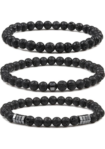Kaplan Gözü 3 6mm Streç Boncuklu Bilezikler Charms Erkekler Hematit Doğal Taş Siyah Oniks Bilezikler Çift Mesafe Kadınlar Yoga Namaz Takı (Yurt Dışından) fiyatları