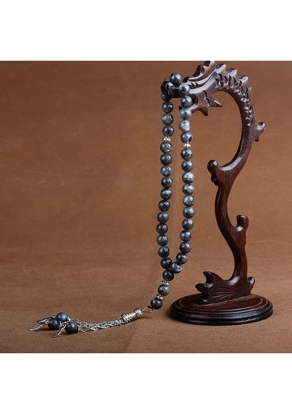 Siyah Parıltı Taş 8mm Doğal Taş Kristal Akik Boncuk Püskül Kolye 33 Tesbih Islam Müslüman Tesbih Allah Muhammed Tespih Kadın Erkek Için (Yurt Dışından)