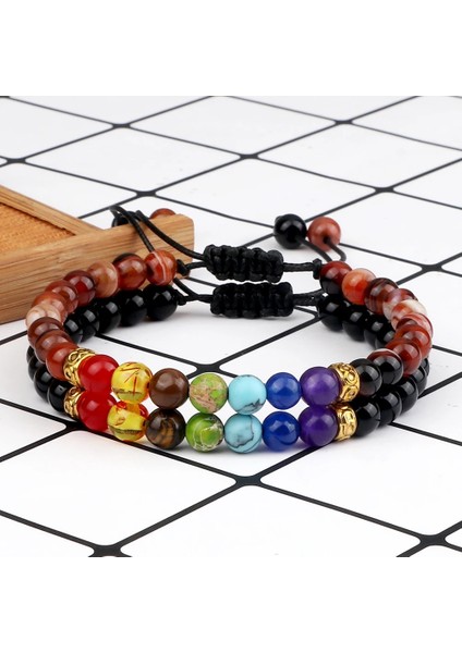 Elastik 7 2 Adet Doğal Taş 7 Çakra Boncuk Bilezik El Yapımı 6mm Kaplan Gözü Lav Kaya Boncuklu Bilezik ve Bilezikler Moda Yoga Bilek Takı (Yurt Dışından) modelleri