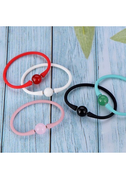 Siyah Beyaz Lav Pipitree Basit Unisex Silikon Bilezik 14 mm Yin Yang Taş Boncuk Charm Bilezikler Kadın Erkek Çift Takı Için Pulsera Mujer (Yurt Dışından) fırsatları