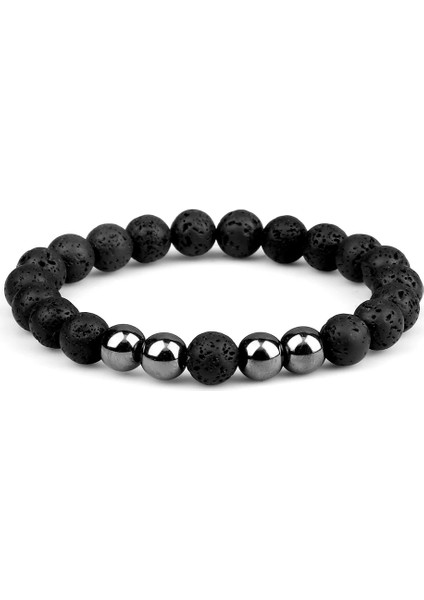 Stil 5 2 Adet Erkekler Hematit Siyah Lav Boncuklu Bilezikler 8mm Doğal Taş Kaplan Gözü Enerji Bilezikler Çift Mesafe Bileklik Arkadaş Takı (Yurt Dışından)