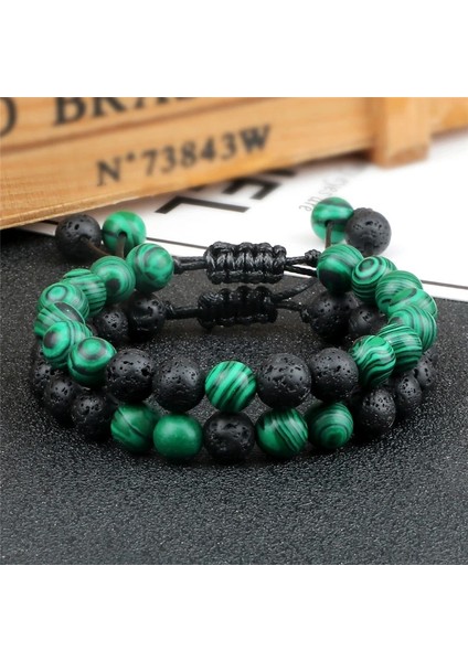 Stil 5 2 Adet Erkekler Hematit Siyah Lav Boncuklu Bilezikler 8mm Doğal Taş Kaplan Gözü Enerji Bilezikler Çift Mesafe Bileklik Arkadaş Takı (Yurt Dışından) fırsatları