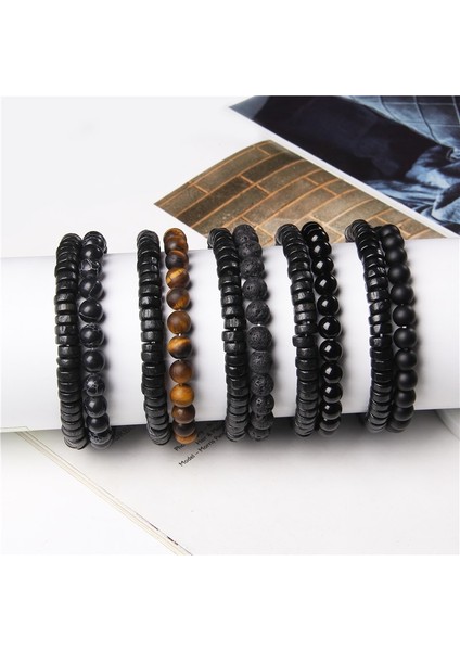 23CM Tarzı 7 Kambaba Jasper Afrika Turkuaz Ahşap Bilezikler Doğal Taş Charm Kantaşı Lava Hindistan Cevizi Ahşap Pul Bilezik Erkekler Için Benzersiz Ethinc Hediye (Yurt Dışından) indirimleri