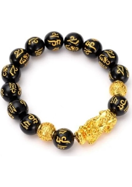 No.1 Boyutu Cesur Birlikler Boncuk Pıxıu Kadın Erkek Için Bilezik Obsidyen Taş Boncuk Bilezik Şanslı Cesur Servet Getirin Feng Shui Bilezikler Hediye (Yurt Dışından)