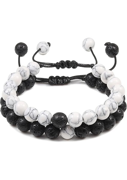 16CM-26CM Tarzı Mat Siyah Beyaz Ayarlanabilir Et Boncuklu Bilezikler Doğal Lav Kaplan Gözü Taş Beyaz Siyah Örgülü Bilezik Hediye Kadın Erkek Çift Takı Için (Yurt Dışından) fiyatları