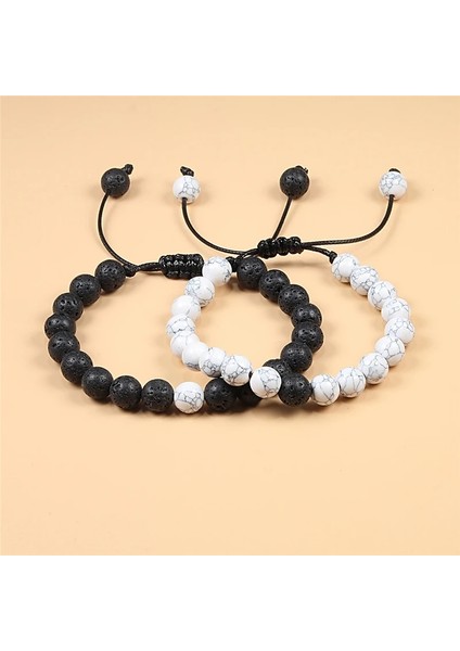 16CM-26CM Tarzı Mat Siyah Beyaz Ayarlanabilir Et Boncuklu Bilezikler Doğal Lav Kaplan Gözü Taş Beyaz Siyah Örgülü Bilezik Hediye Kadın Erkek Çift Takı Için (Yurt Dışından) fırsatları