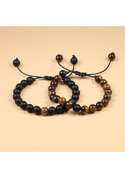 16CM-26CM Tarzı Mat Siyah Beyaz Ayarlanabilir Et Boncuklu Bilezikler Doğal Lav Kaplan Gözü Taş Beyaz Siyah Örgülü Bilezik Hediye Kadın Erkek Çift Takı Için (Yurt Dışından) indirimleri