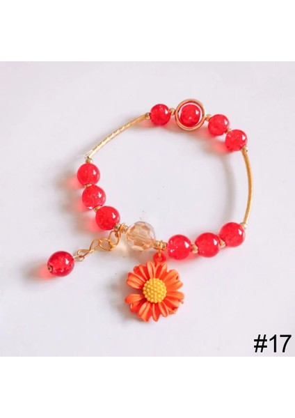 No.17 Boyutu Tatlı Kızlar Yaz Papatya Kolye Renkli Kristal Boncuk Bileklik Moda Kadın Bilezik Mizaç Charm Bilezik Takı Hediye (Yurt Dışından)