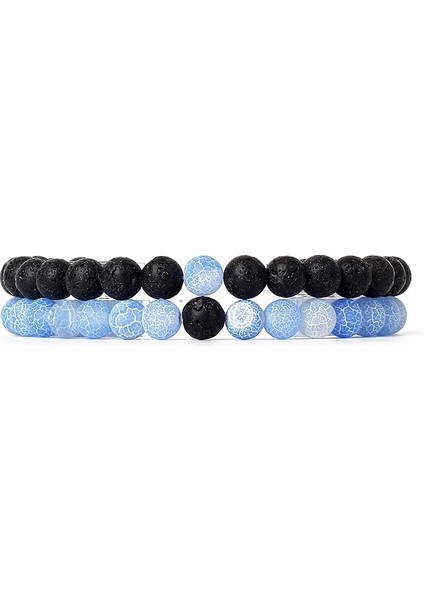 8mm Boncuk Stili 39 Numara Çiftler Mesafe Bilezik Kaplan Gözü Doğal Çakra Lava Taş Boncuklu Yoga Erkekler Kadınlar Için Bilezikler Elastik Halat Takı (Yurt Dışından)