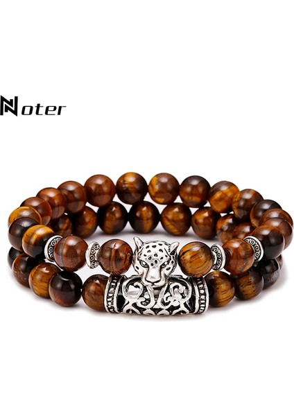Beyaz 2 Adet Erkek Bilezik Seti Doğal Lava Taş Braslet Antik Leopar Hayvan Braclet Kaplan Boncuk Brazalete Mesafe Çift Bilezikler (Yurt Dışından) fiyatları