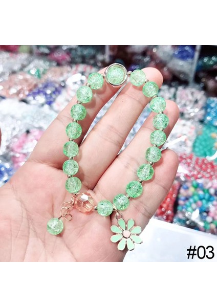 No.9 Boyutu Tatlı Kızlar Yaz Papatya Kolye Renkli Kristal Boncuk Bileklik Moda Kadın Bilezik Mizaç Charm Bilezik Takı Hediye (Yurt Dışından)
