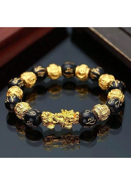 No.7 Boyutu Cesur Birlikler Boncuk Pıxıu Kadın Erkek Için Bilezik Obsidyen Taş Boncuk Bilezik Şanslı Cesur Servet Getirin Feng Shui Bilezikler Hediye (Yurt Dışından)