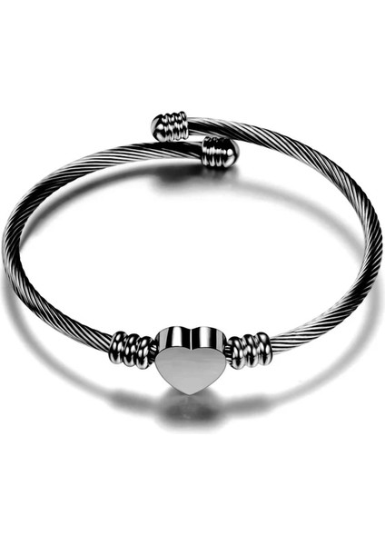 SZ1130-B Unisex Elastik Kablo Tel Bileklik Paslanmaz Çelik Bilezik Çıkarılabilir Uç Fişi ile Vida Bükülmüş Manşet Charm Boncuk Uygun Dıy Takı (Yurt Dışından)
