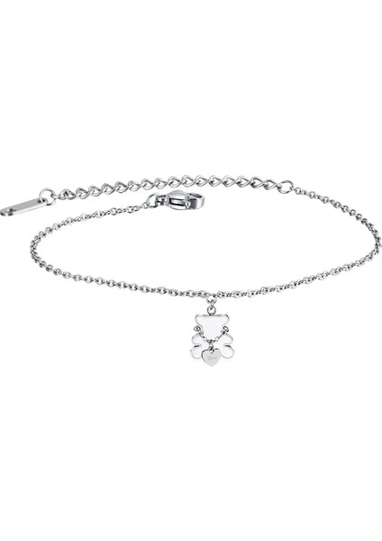 Gümüş 094 Lüks Zarif Kristal Oymalı Çiçek Zinciri Kadın Bilezik Kadınlar Için Moda Paslanmaz Çelik Bilezikler El Takı (Yurt Dışından)