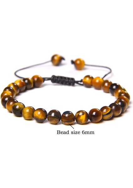 6 Mm2 Çiftler Takı Yoga Namaz Şifa Enerji Bilezikler Erkekler Doğal Kaplan Gözü Taş Boncuk Bileklik Vintage Kadınlar Pulsera Homme (Yurt Dışından)