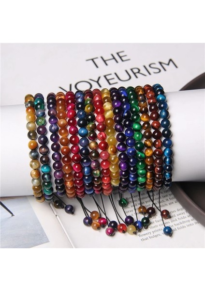 6 Mm2 Çiftler Takı Yoga Namaz Şifa Enerji Bilezikler Erkekler Doğal Kaplan Gözü Taş Boncuk Bileklik Vintage Kadınlar Pulsera Homme (Yurt Dışından)