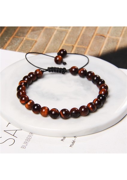 6 Mm2 Çiftler Takı Yoga Namaz Şifa Enerji Bilezikler Erkekler Doğal Kaplan Gözü Taş Boncuk Bileklik Vintage Kadınlar Pulsera Homme (Yurt Dışından)
