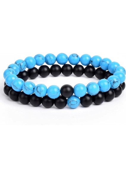 No.31 Tarzı No.24 Boyutu Et Bilezik Çiftler Mesafe Siyah Beyaz Doğal Taş Lav Kaplan Gözü Boncuklu Yoga Erkekler Kadınlar Için Elastik Halat Takı Hediye (Yurt Dışından)