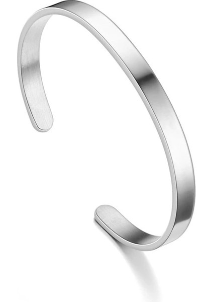 Gümüş Rengi 6 mm Klasik Siyah Manşet Erkek Bileklik Bilezik Paslanmaz Çelik Lüks Moda Bileklik Bileklik Erkekler Kadınlar Için Takı Hediye Pulseras (Yurt Dışından)