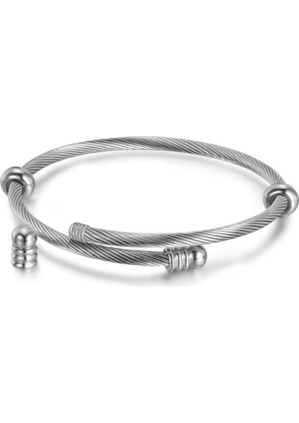 SZ1130-G Unisex Elastik Kablo Tel Bileklik Paslanmaz Çelik Bilezik Çıkarılabilir Uç Fişi ile Vida Bükülmüş Manşet Charm Boncuk Uygun Dıy Takı (Yurt Dışından) indirimleri