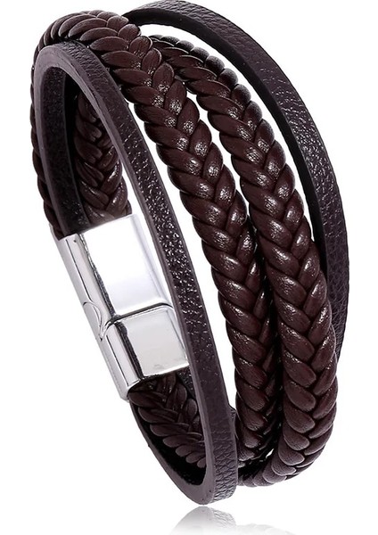 20CM Tarzı NO.83924 Beden Zorcvens Yeni Charm Erkek Takı Klasik Siyah Örgülü Deri Bilezik Erkekler Için Punk Vintage Manyetik Toka Takı Hediye (Yurt Dışından)