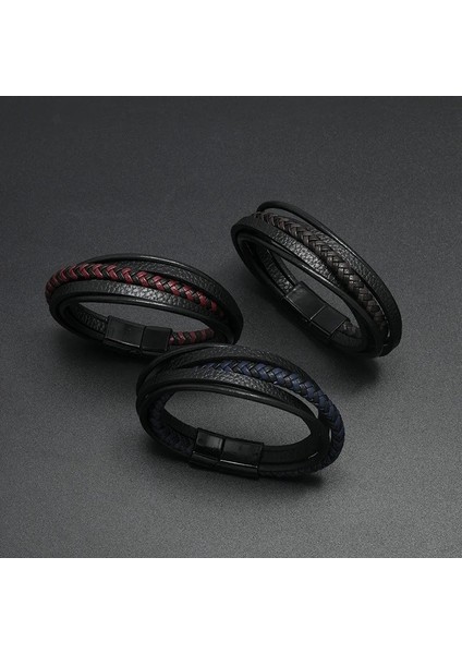 20CM Tarzı NO.83924 Beden Zorcvens Yeni Charm Erkek Takı Klasik Siyah Örgülü Deri Bilezik Erkekler Için Punk Vintage Manyetik Toka Takı Hediye (Yurt Dışından) fiyatları