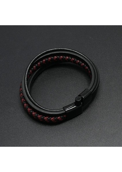 20CM Tarzı NO.83924 Beden Zorcvens Yeni Charm Erkek Takı Klasik Siyah Örgülü Deri Bilezik Erkekler Için Punk Vintage Manyetik Toka Takı Hediye (Yurt Dışından) fırsatları