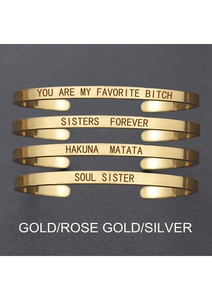 Gümüş Rengi "sisters Forever" Harfler Oyulmuş Bilezik Charm Bilezik Serisi Best Friend Soul Sisters Nedime Hediyeleri (Yurt Dışından)