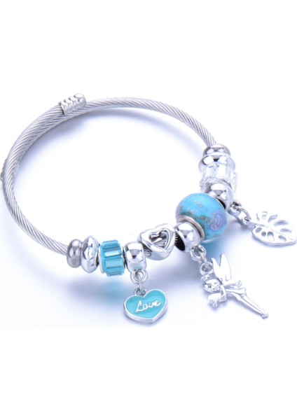 No.2 Boyutu Moda Kristal Charms Bilezik Bilezik Paslanmaz Çelik Çiçek Peri Kılçık Kolye Kadınlar Için Ayarlanabilir Bilezik Takı (Yurt Dışından)