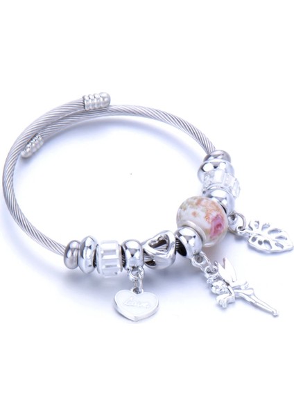 No.2 Boyutu Moda Kristal Charms Bilezik Bilezik Paslanmaz Çelik Çiçek Peri Kılçık Kolye Kadınlar Için Ayarlanabilir Bilezik Takı (Yurt Dışından)