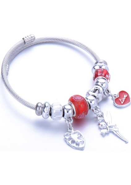 No.2 Boyutu Moda Kristal Charms Bilezik Bilezik Paslanmaz Çelik Çiçek Peri Kılçık Kolye Kadınlar Için Ayarlanabilir Bilezik Takı (Yurt Dışından)