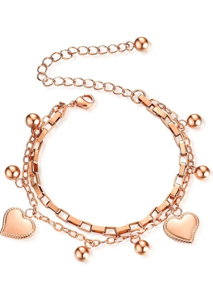 NO.83640 Beden Zorcvens Moda Aşk Kalp Charm Bilezikler Kadınlar Için Altın Gümüş Renk Paslanmaz Çelik Zincir Bileklik Bileklik Bilezikler Takı (Yurt Dışından)