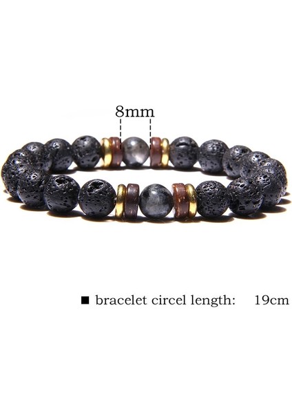 17CM Tarzı Siyah Çinko Kaplama Clatretch Bilezikler Erkekler Doğal Siyah Volkanik Taş Boncuk Bileklik Budizm Ahşap Charm Bilezikler Kadınlar Için Mineral Takı (Yurt Dışından)