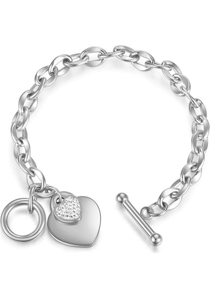 NO.83640 Beden Zorcvens Moda Aşk Kalp Charm Bilezikler Kadınlar Için Altın Gümüş Renk Paslanmaz Çelik Zincir Bileklik Bileklik Bilezikler Takı (Yurt Dışından) fırsatları