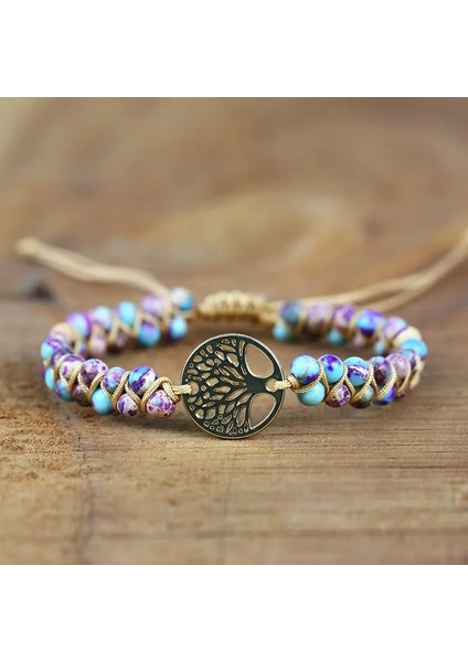 A El Yapımı Doğal Taş Boho Yoga Wrap Bilezik ve Bileklik Hayat Ağacı Afrika Japser Örgülü Charm Bilezik Kadın Erkek Hediye (Yurt Dışından) fiyatları