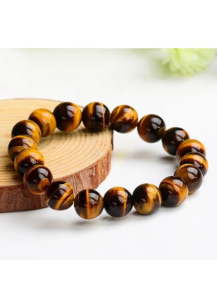 23CM Tarzı 6 mm Kaplan Gözü Moda Iger Göz Bilezikler Erkekler 5A Doğa Boncuk Kadınlar Için Bilezikler Doğal Taş Braslet Adam El Yapımı Takı Pulseras (Yurt Dışından)