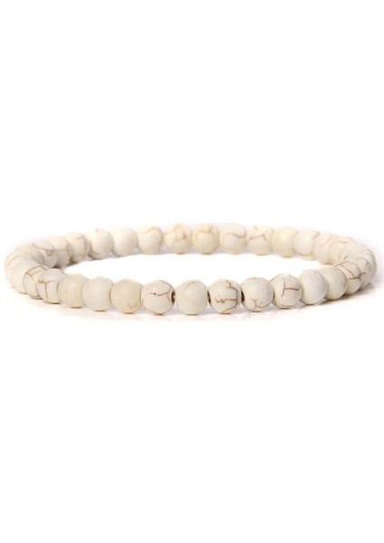 21CM Tarzı 37.bej Turkuaz 6 mm Beyaz Siyah Boncuk Bilezikler Doğal Taş Kadın Erkek Jades Agates Strand Boncuk Streç Elastik Halat Bilezik Reiki Takı (Yurt Dışından)