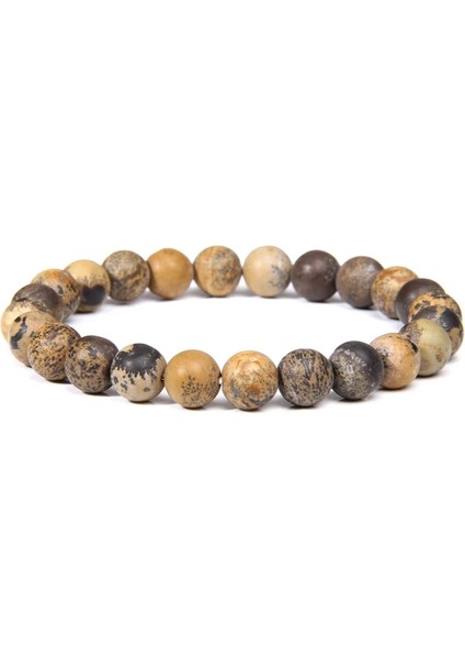 19CM Tarzı Leopar Deri Taşı Doğal Çakra Bilezikler Kadınlar Için Cilalı Taş 8mm Boncuk Bilezik Femme Takı Rodokrozit Elastik Bileklik Dostluk (Yurt Dışından)