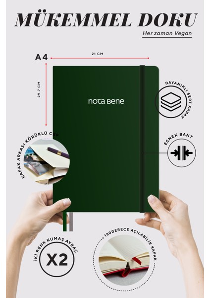 Nota Bene Premium Sert Kapak Defter 21 x 29 cm Çizgili modelleri