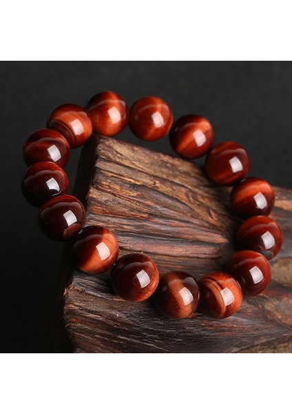 6mm Tarzı Kırmızı Kaplangözü Minimalist Doğal Taş Tesbih Kaplan Gözü Bilezik 5A + Erkekler Için Yüksek Li Kırmızı Kahverengi Doğal Taş Braclet Yoga Takı (Yurt Dışından)